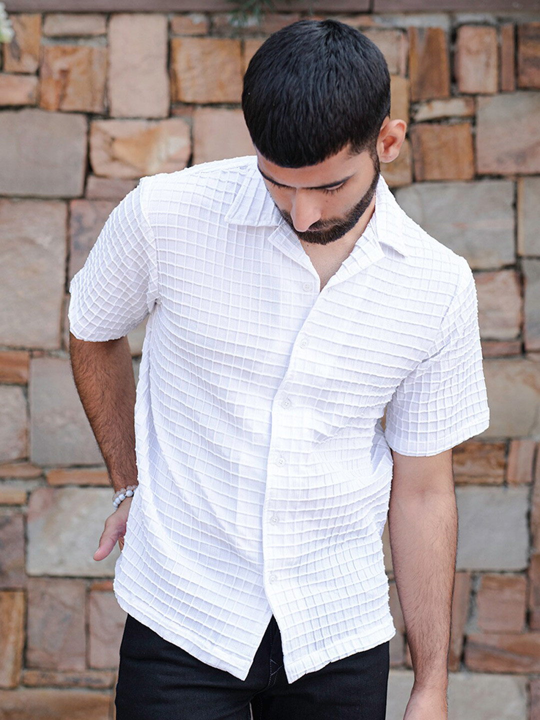 

Tistabene Checked Classic Casual Shirt, White
