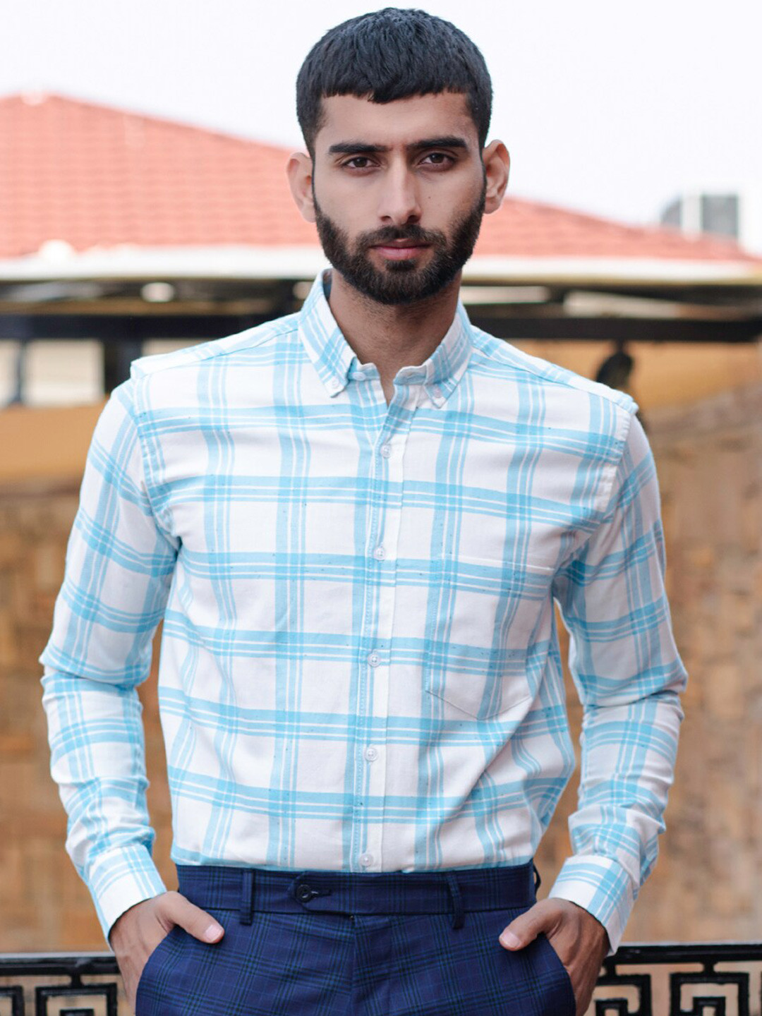 

Tistabene Checked Classic Casual Shirt, Blue