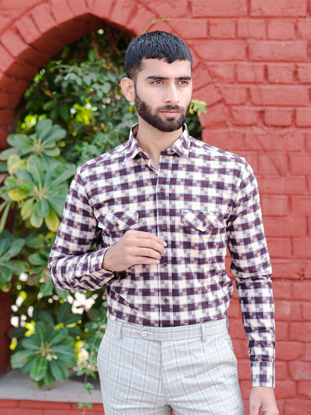 

Tistabene New Fit Tartan Checked Cotton Formal Shirt, White