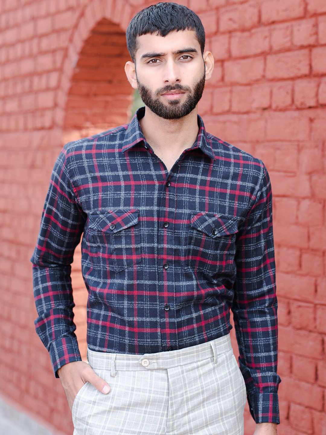 Tistabene Checked Cotton Classic Casual Shirt, Black
