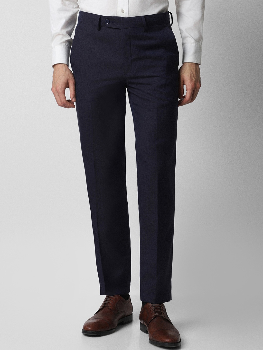 

Van Heusen Men Slim Fit Mid-Rise Trousers, Navy blue