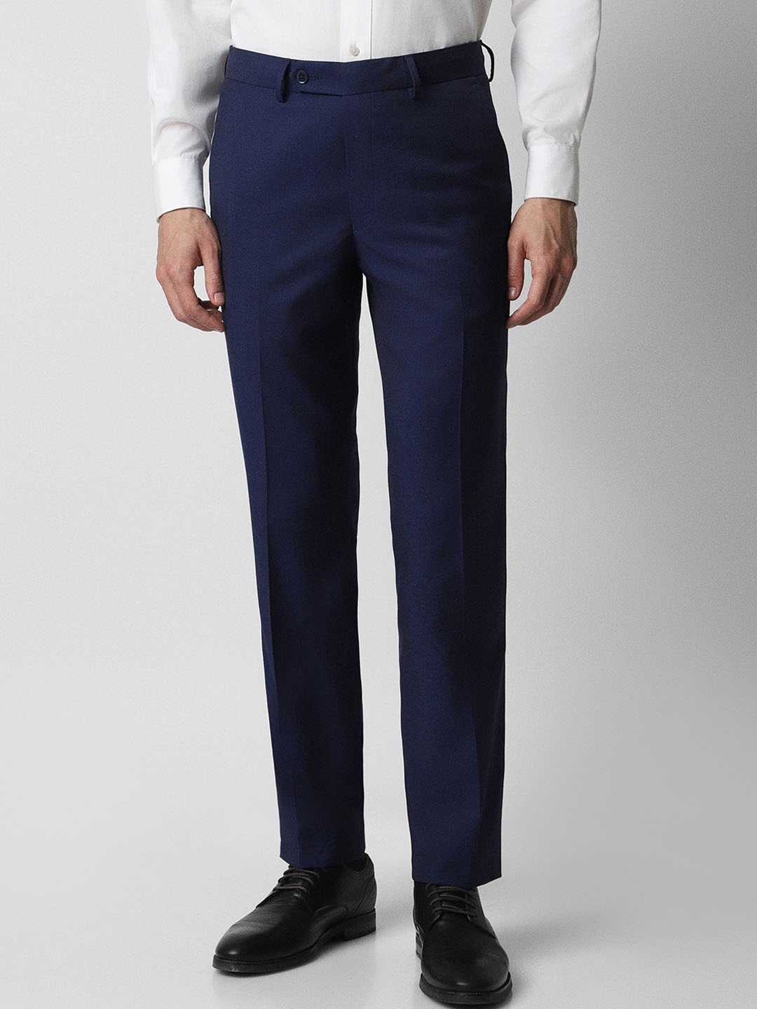 

Van Heusen Men Slim Fit Mid-Rise Trousers, Navy blue