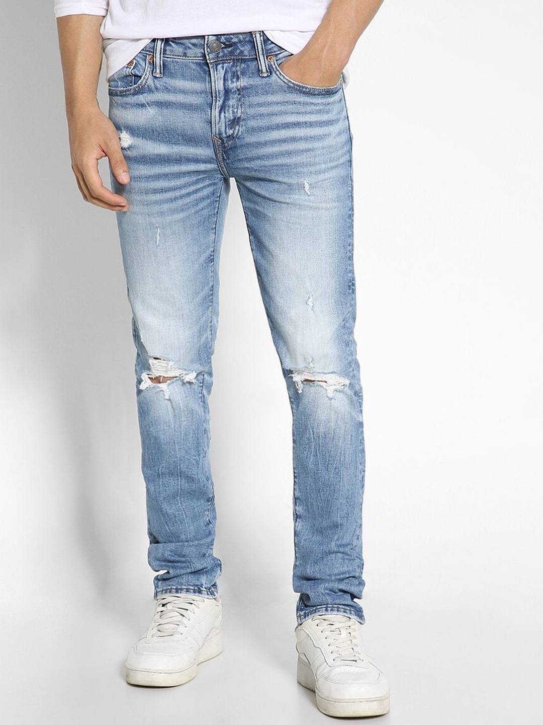 

AMERICAN EAGLE OUTFITTERS Men Slim Fit Ripped Clean Look Jeans, Blue