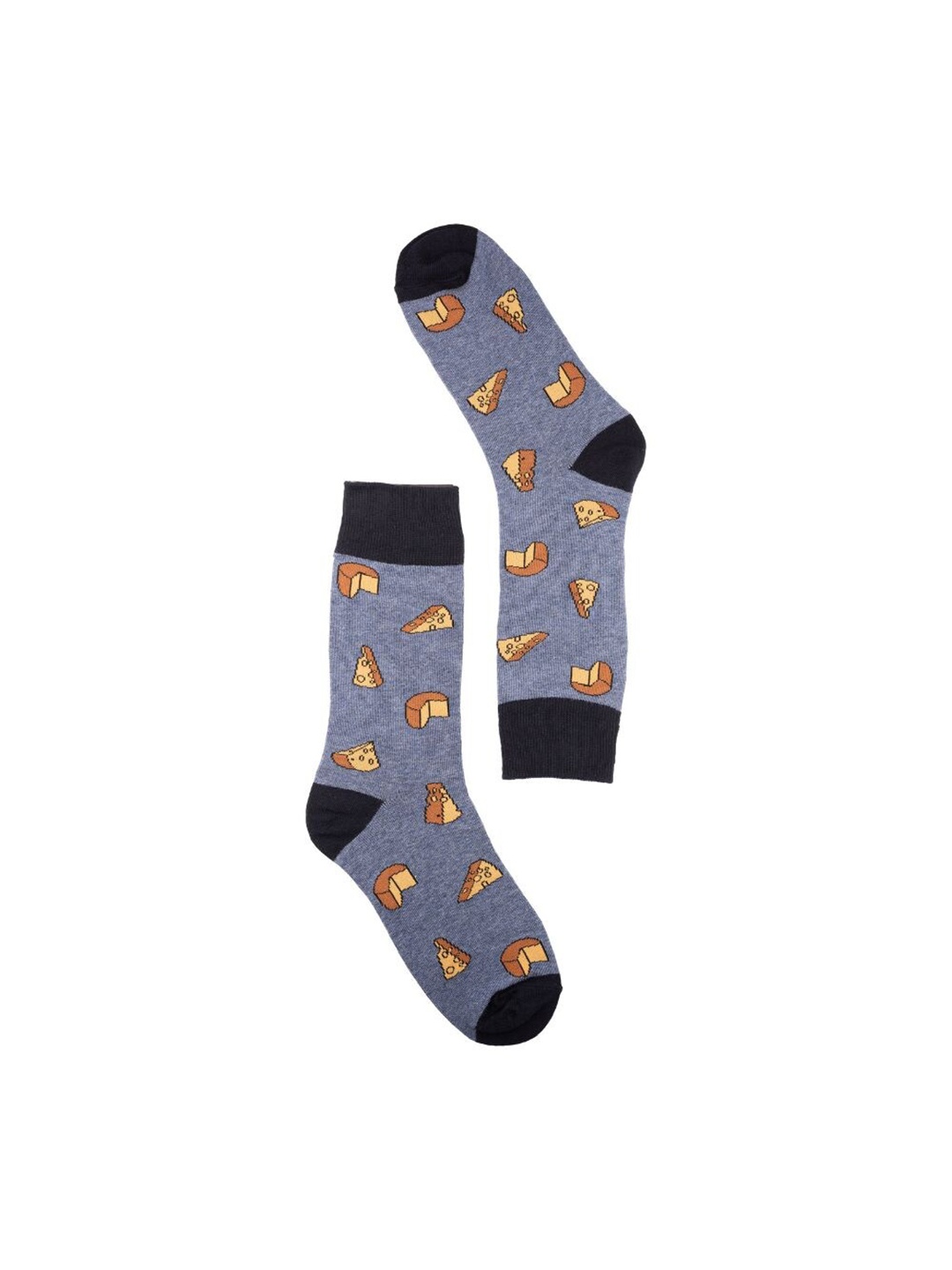 The Tie Hub Men Patterned Cotton Calf-Length Socks, Blue