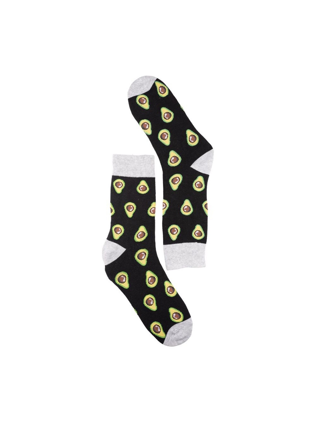 The Tie Hub Patterned Combed Cotton Calf-Length Socks, Black