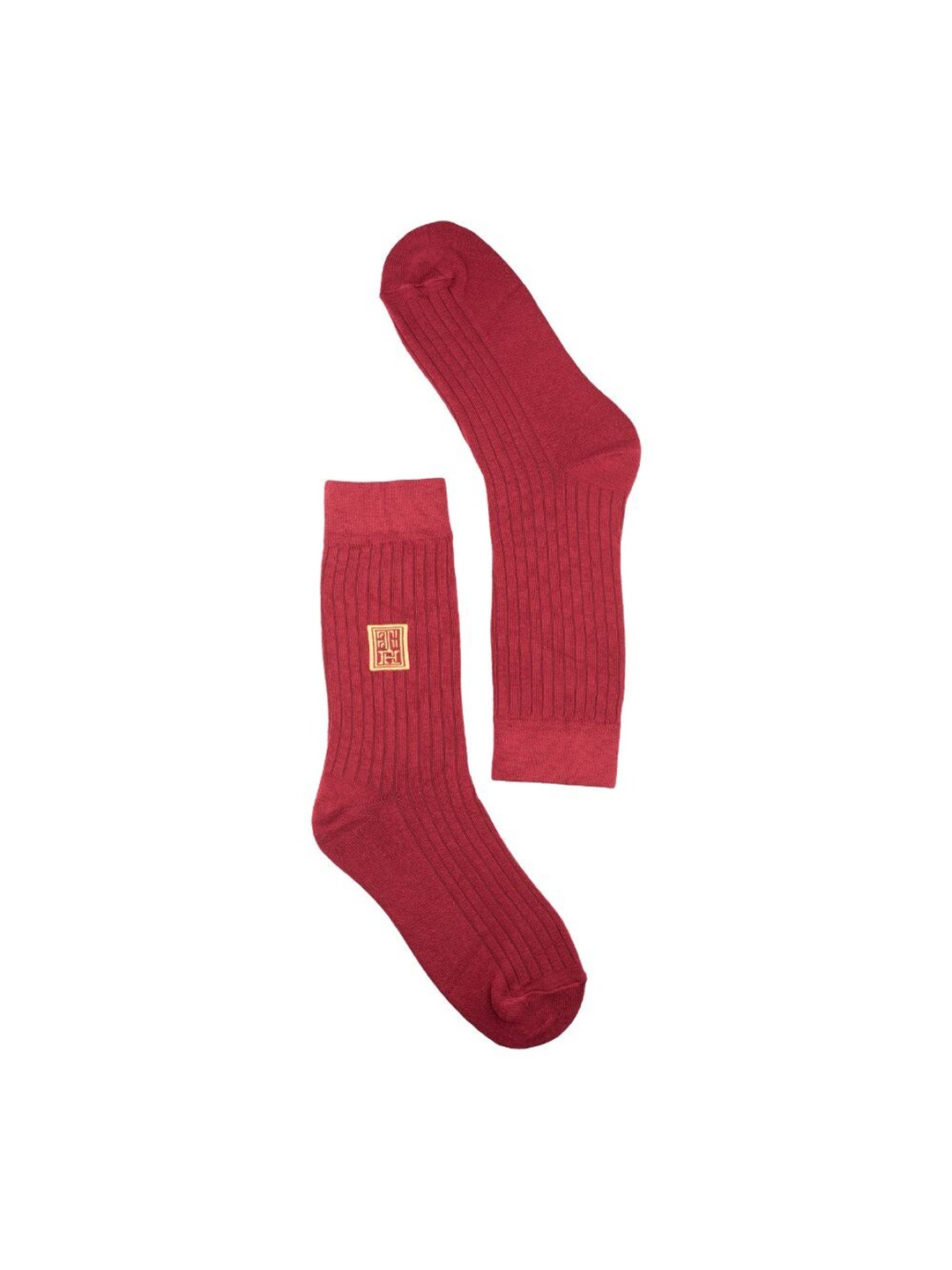 

The Tie Hub Men Patterned Cotton Calf-Length Socks, Maroon