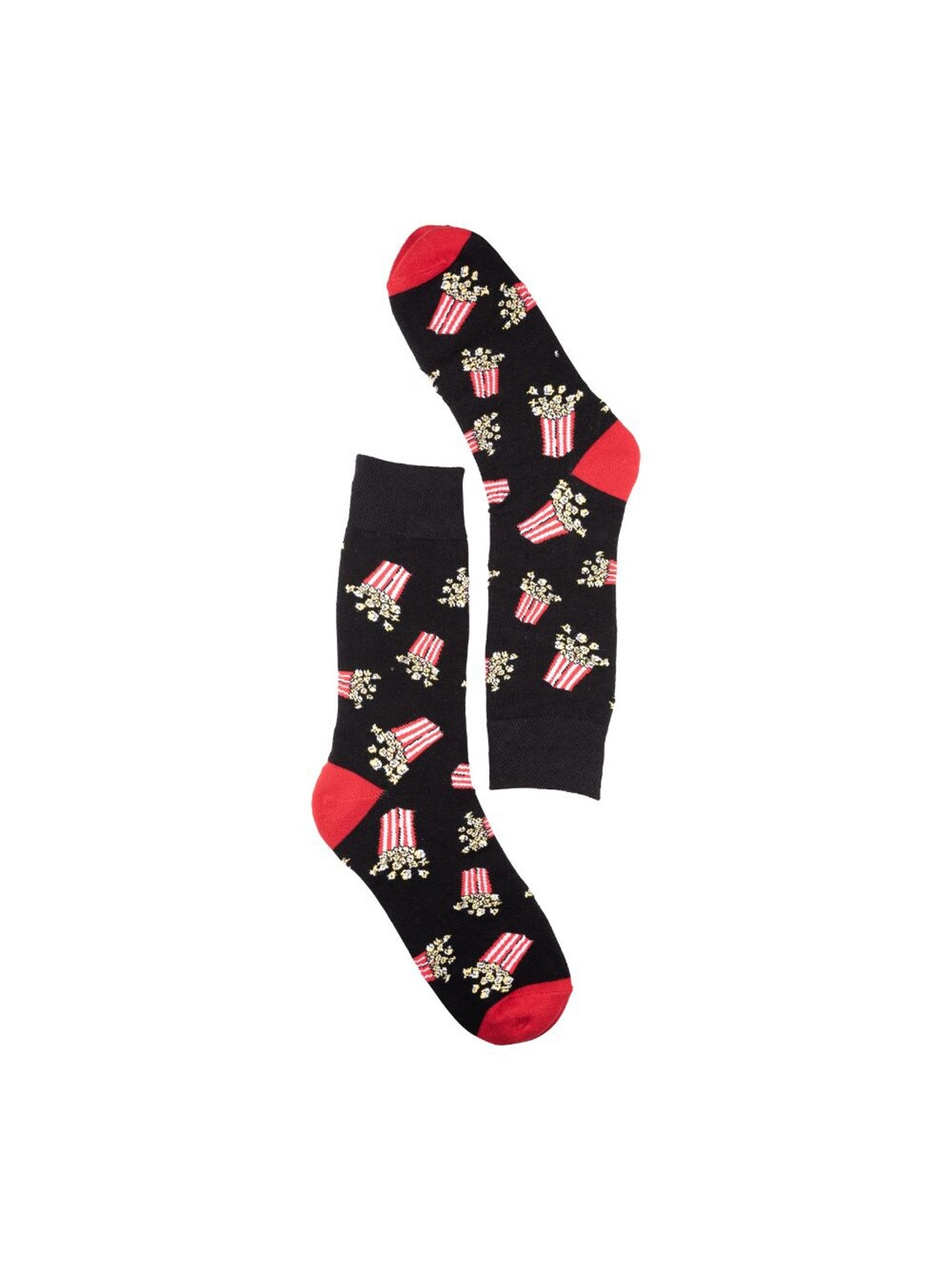 The Tie Hub Men Pop Corn Patterned Calf-Length Socks, Black