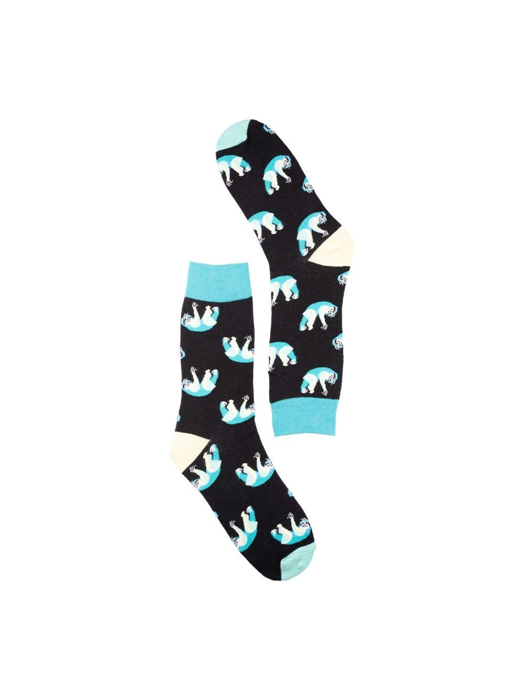 The Tie Hub Men Patterned Cotton Calf-Length Socks, Black