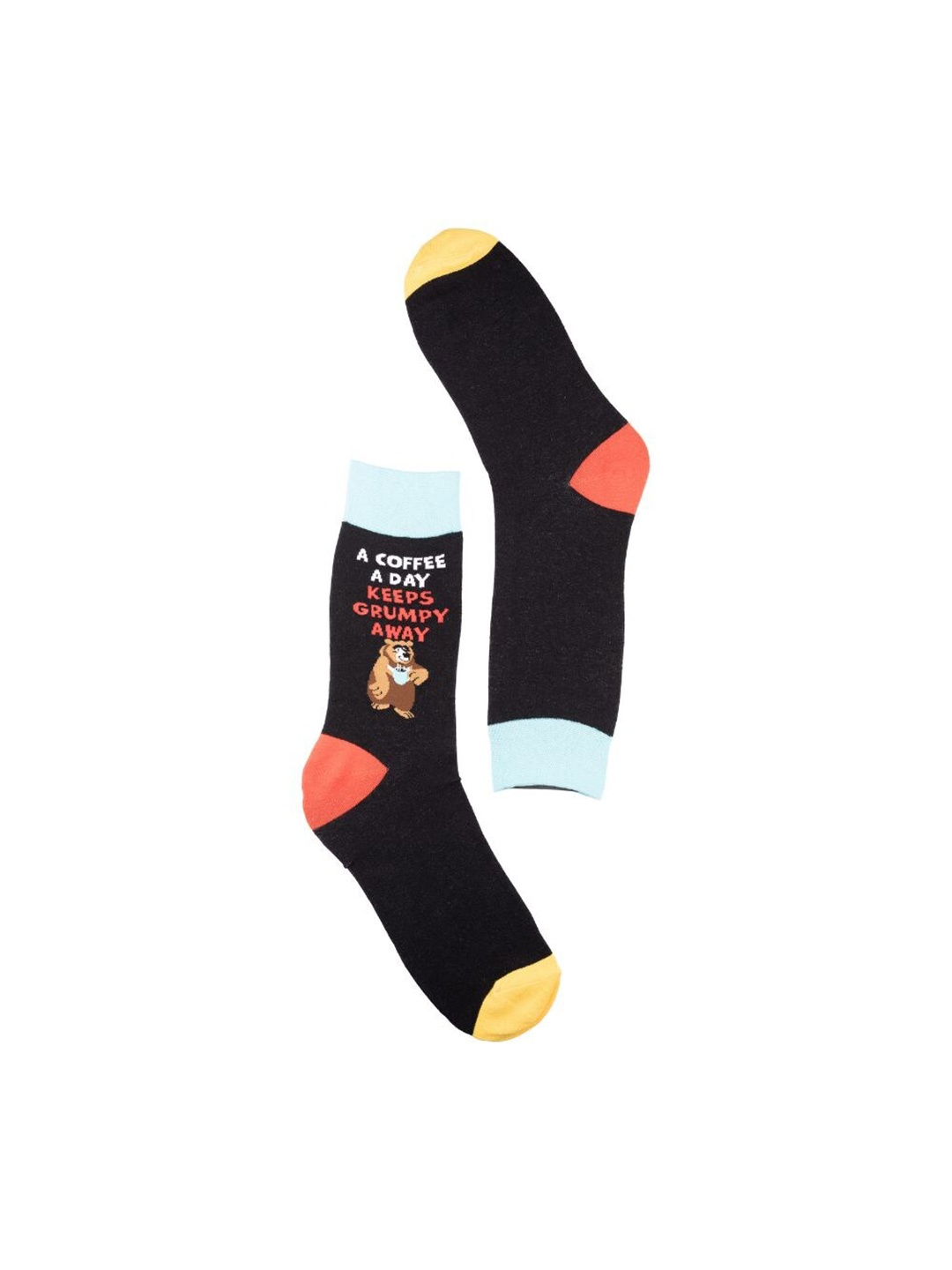 

The Tie Hub Patterned Combed Cotton Calf-Length Socks, Black