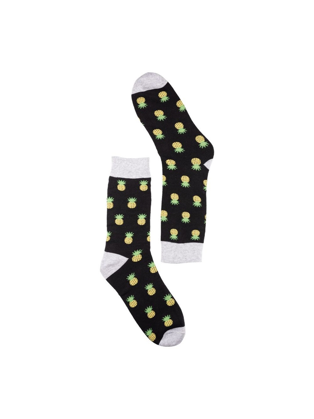 The Tie Hub Men Pineapple Patterned Calf-Length Socks, Black