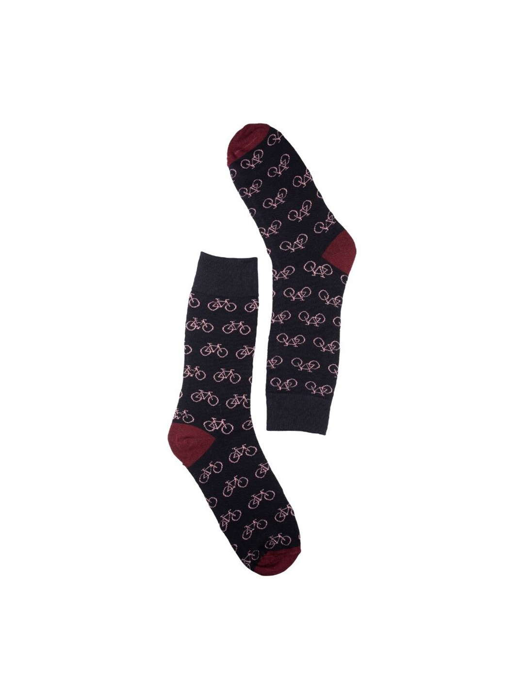 

The Tie Hub Men Patterned Cotton Calf-Length Socks, Navy blue