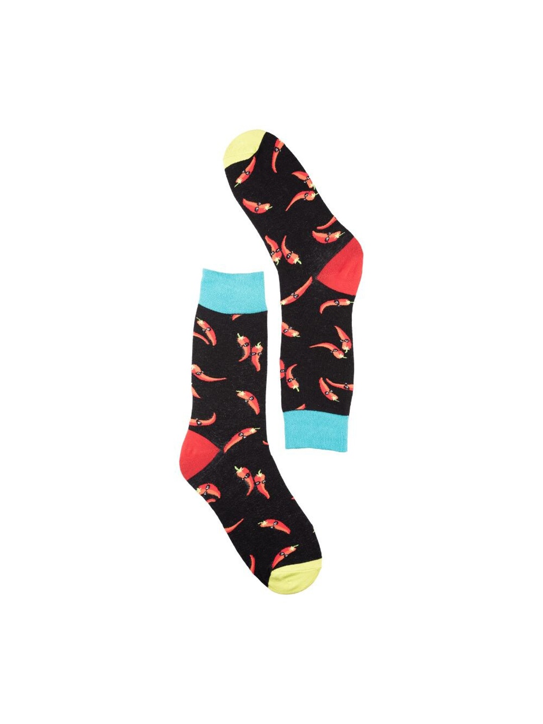 

The Tie Hub Men Chillies Patterned Calf Length Socks, Black