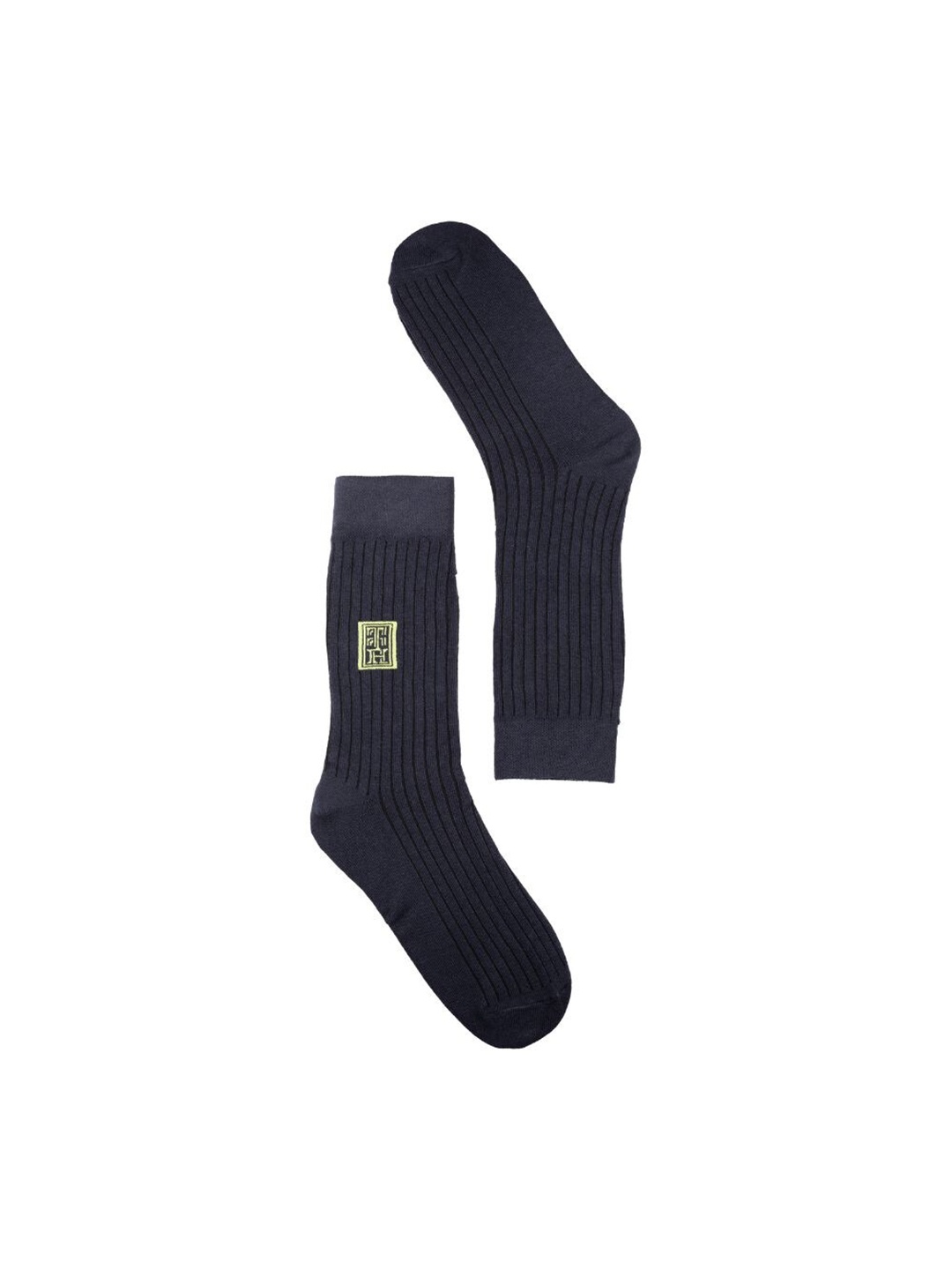 

The Tie Hub Men Calf Length Pure Cotton Socks, Blue