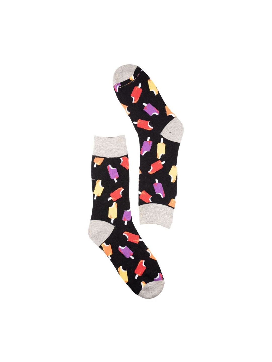 

The Tie Hub Men Ice Cream Patterned Calf-Length Socks, Black
