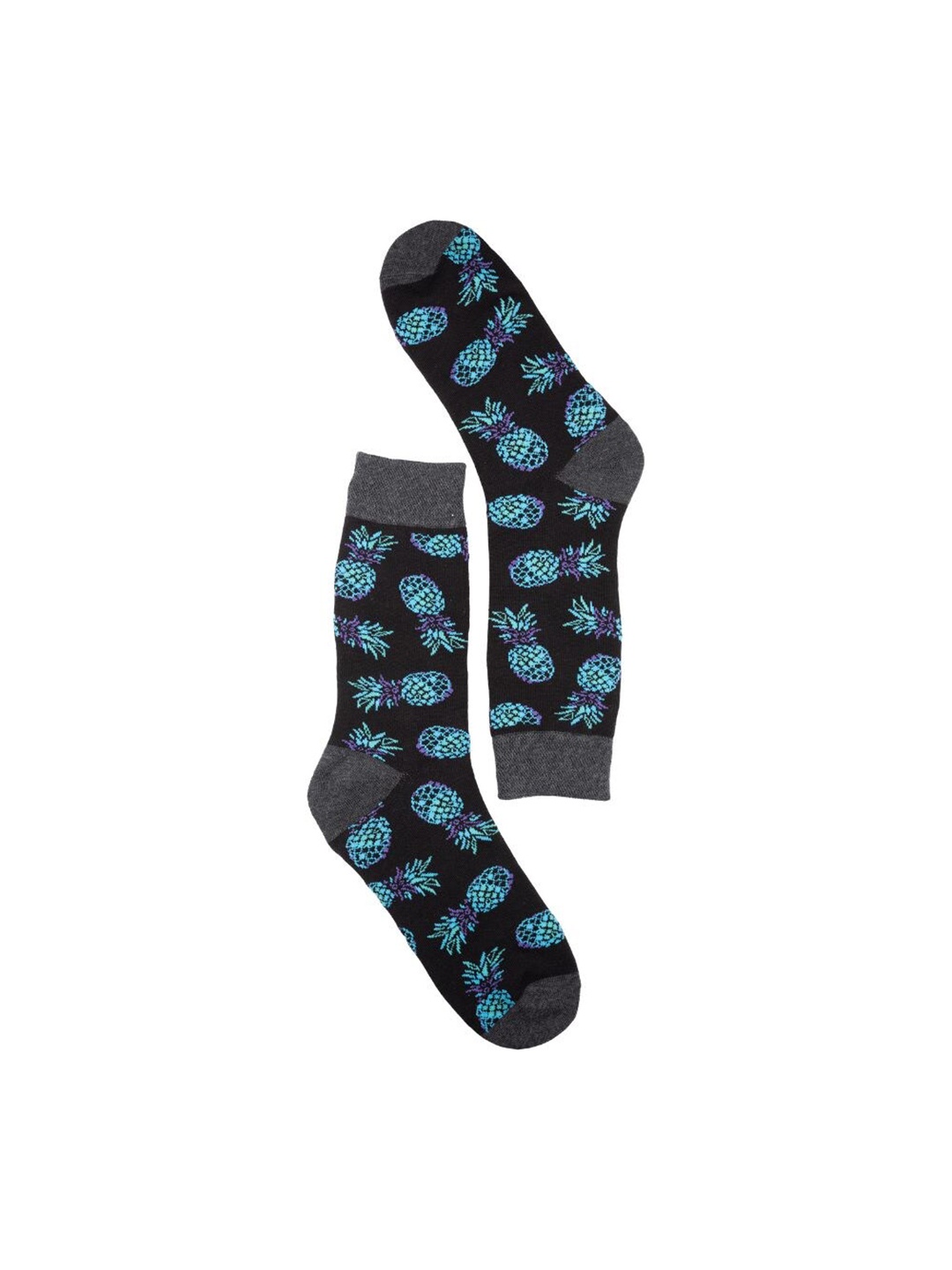 

The Tie Hub Patterned Combed Cotton Calf-Length Socks, Black