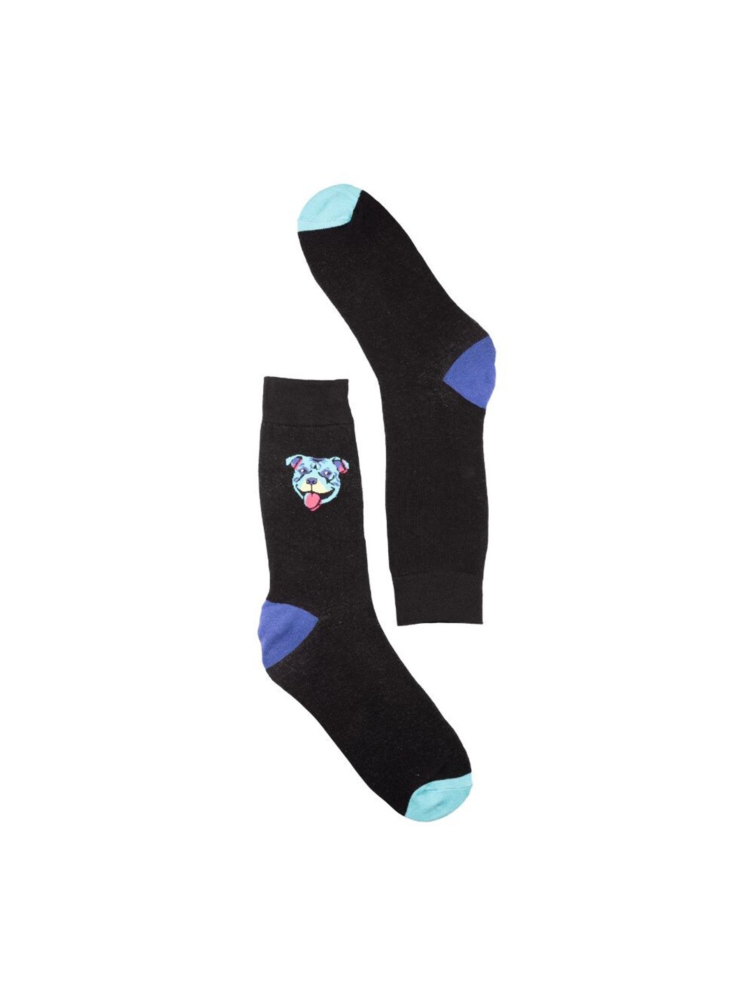 The Tie Hub Men Bull Dog Patterned Calf-Length Socks, Black