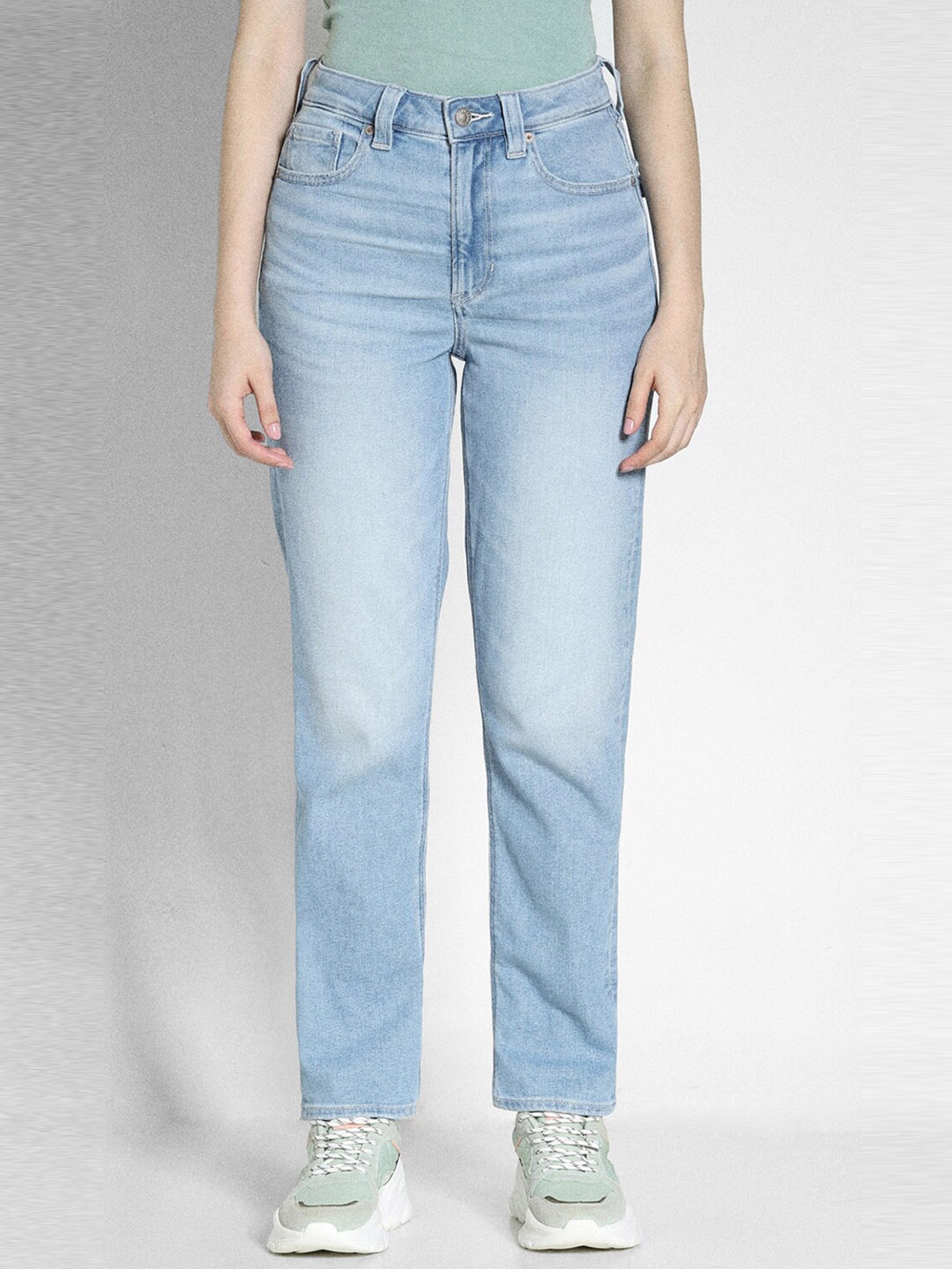 

AMERICAN EAGLE OUTFITTERS Women Mom Fit Mid-Rise Stretchable Jeans, Blue