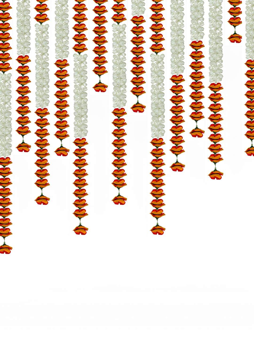 

iHandikart White & Orange 20 Pieces Hanging Jasmine Artificial Garlands