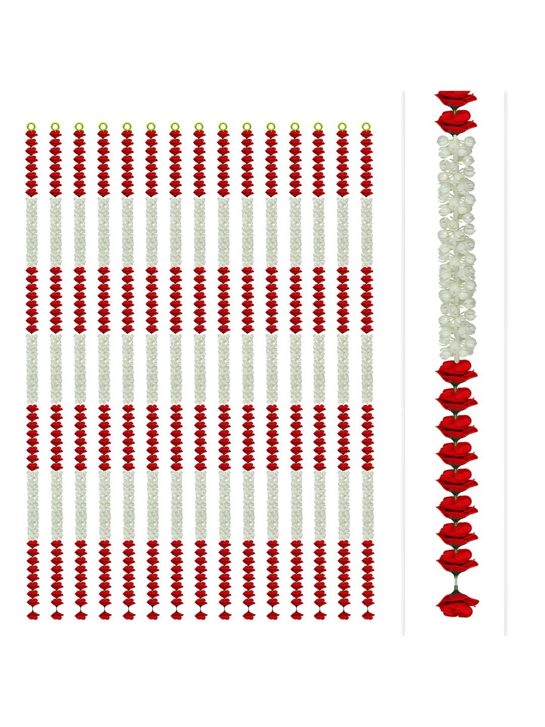 

iHandikart Red & White 15 Pieces Hanging Jasmine Artificial Garlands