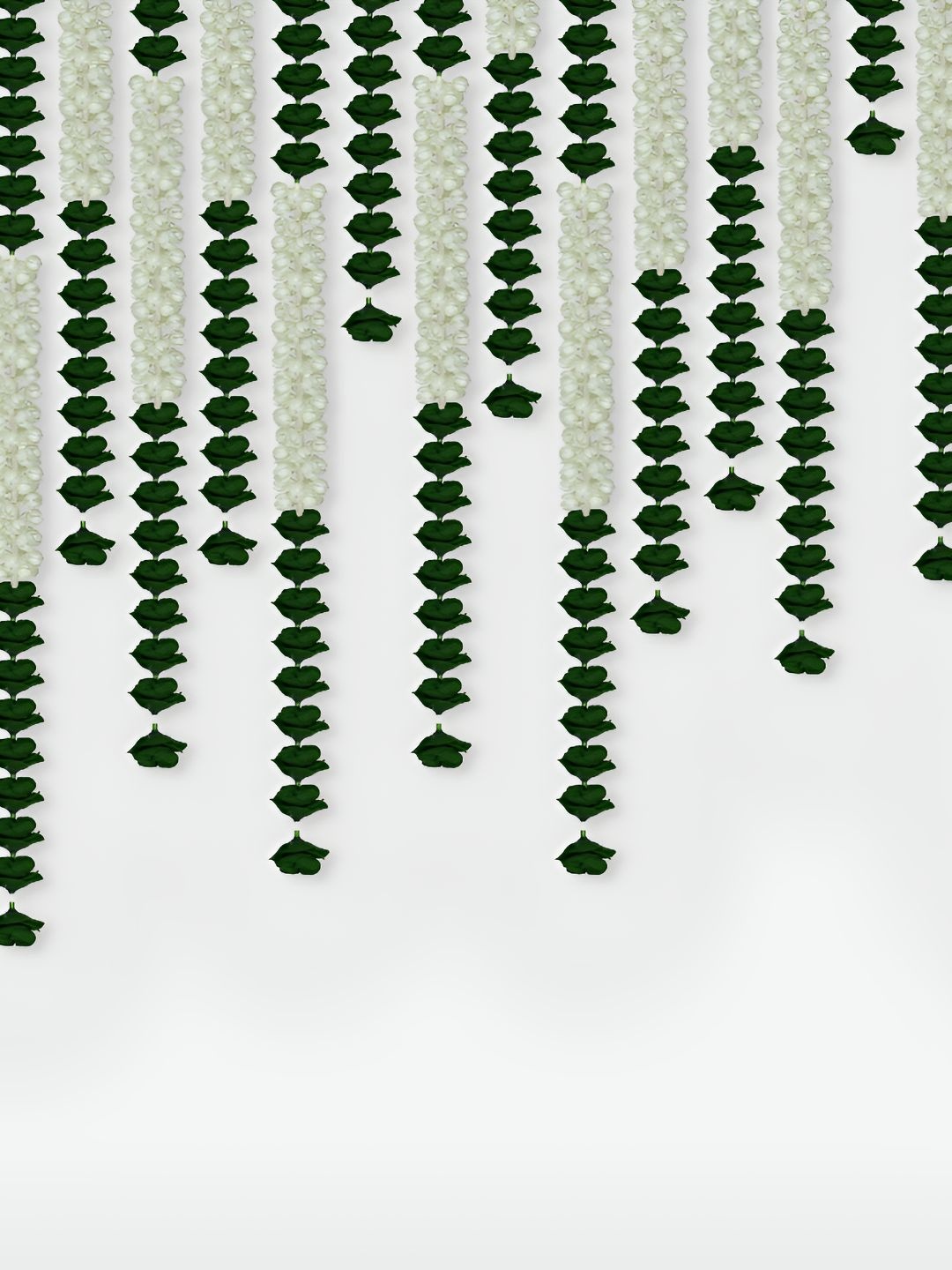 iHandikart White & Green 20 Pieces Hanging Jasmine Artificial Flowers