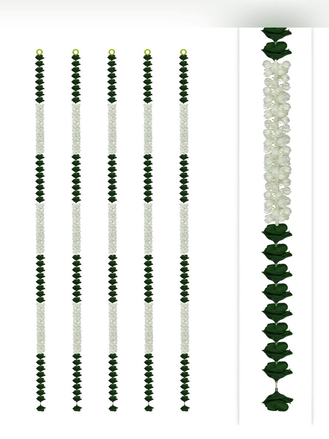 

iHandikart Green White 5 Pieces Hanging Jasmine With Rose Artificial Flower
