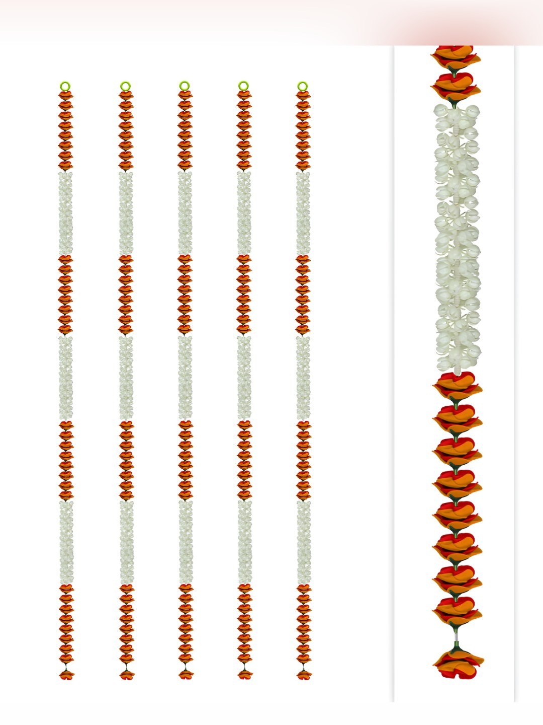 

iHandikart White & Orange 5 Pieces Hanging Jasmine Artificial Garland
