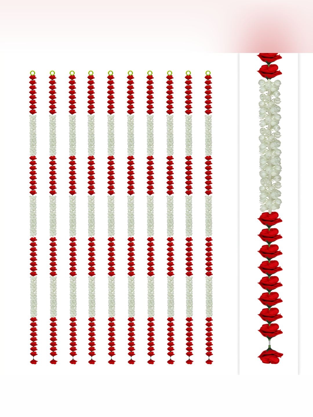 

iHandikart Red White 10 Pieces Hanging Jasmine With Rose Artificial Flower