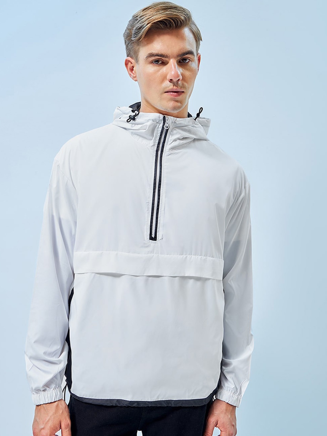

Bewakoof Air 1.0 Men Color Block Oversized Windcheater Jacket, White