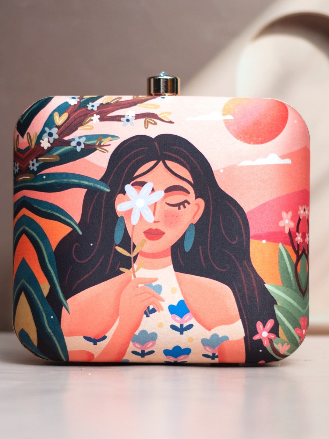 

ARTKLIM Printed Box Clutches, Red