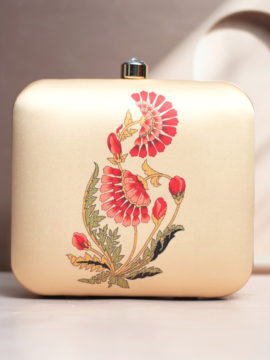 

ARTKLIM Printed Box Clutches, Cream