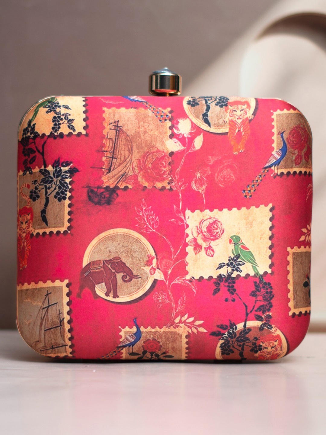 

ARTKLIM Printed Box Clutches, Red