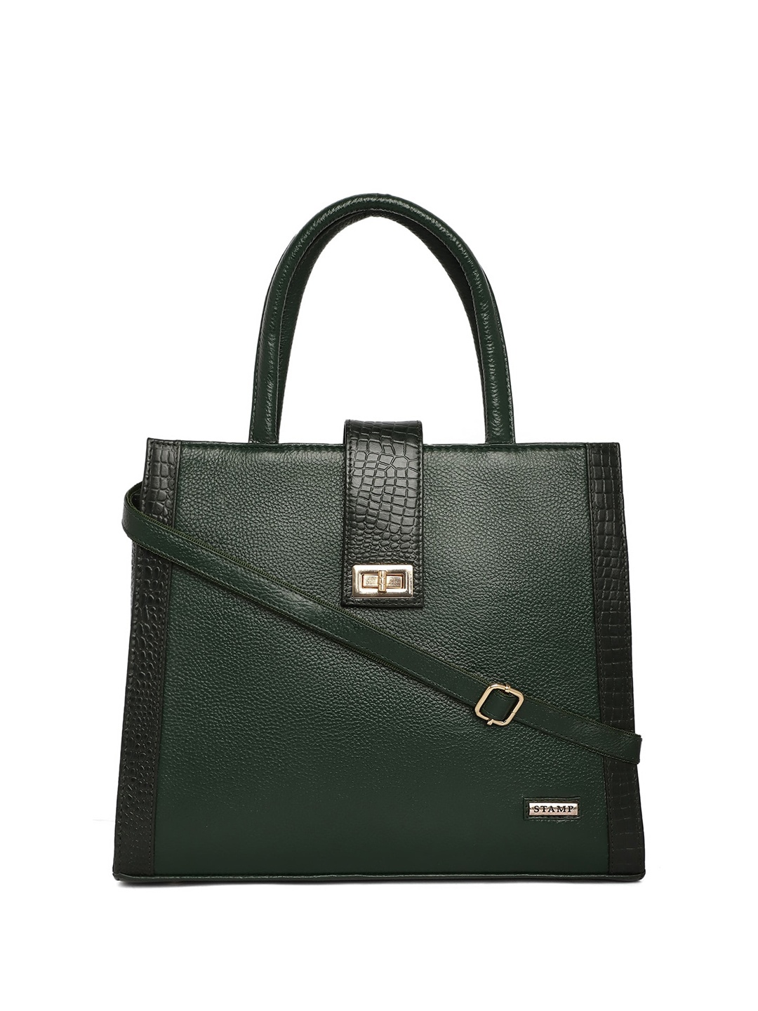 

Stamp Leather Handheld Bag, Black