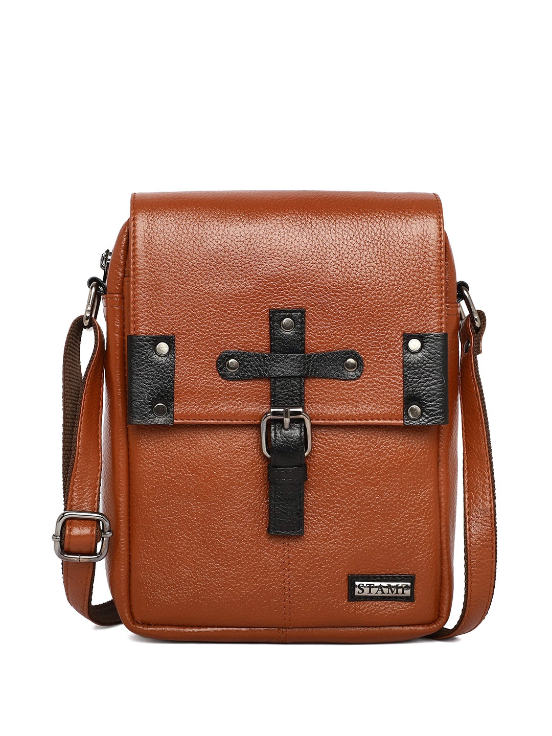 

Stamp Leather Sling Bag, Tan