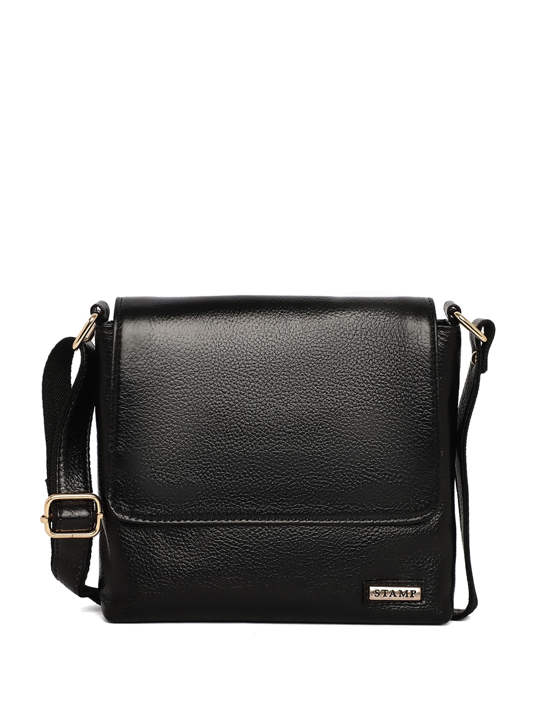 

Stamp Leather Sling Bag, Black