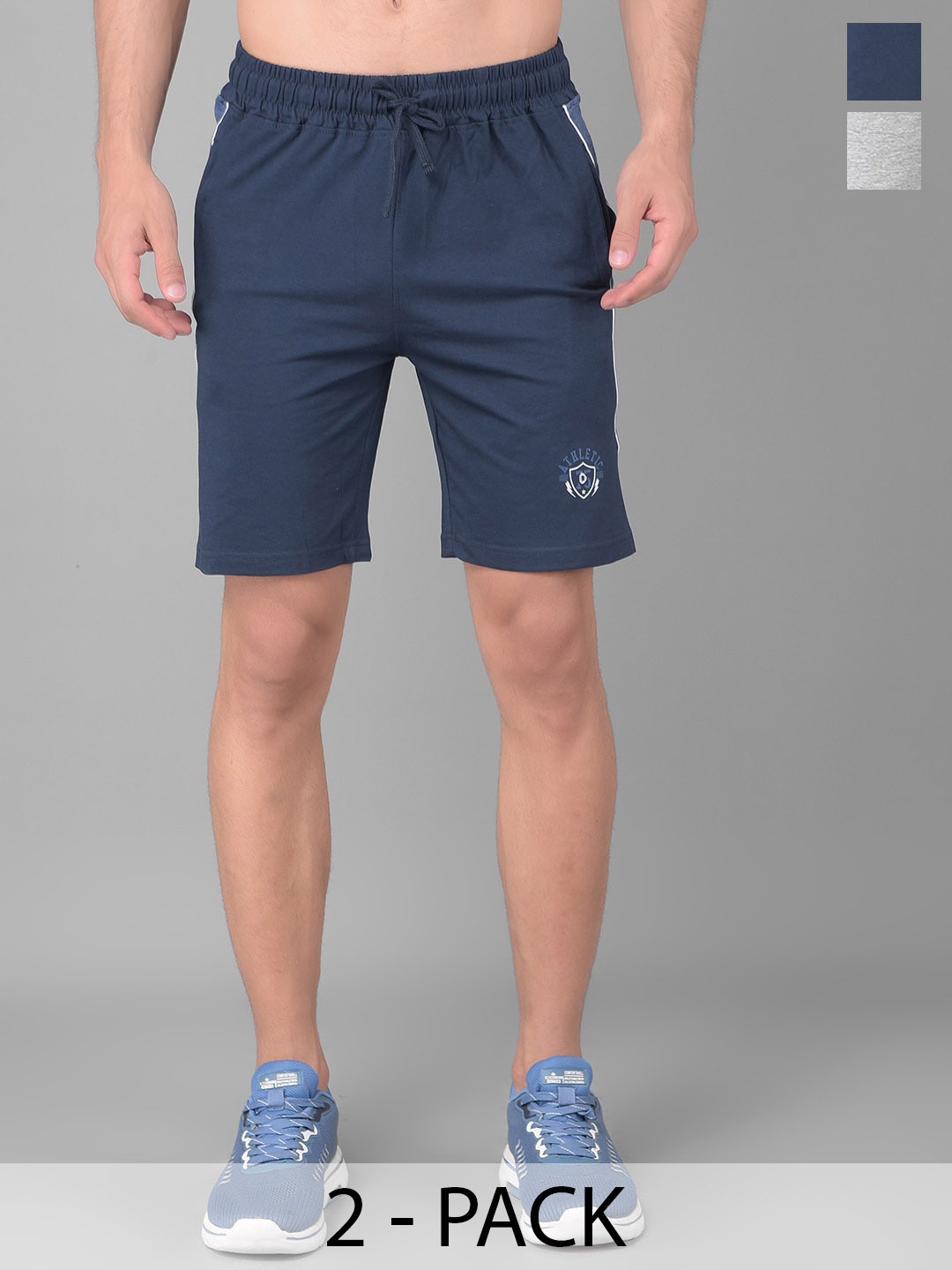 Dollar Men Pack Of 2 Mid-Rise Cotton Shorts, Blue