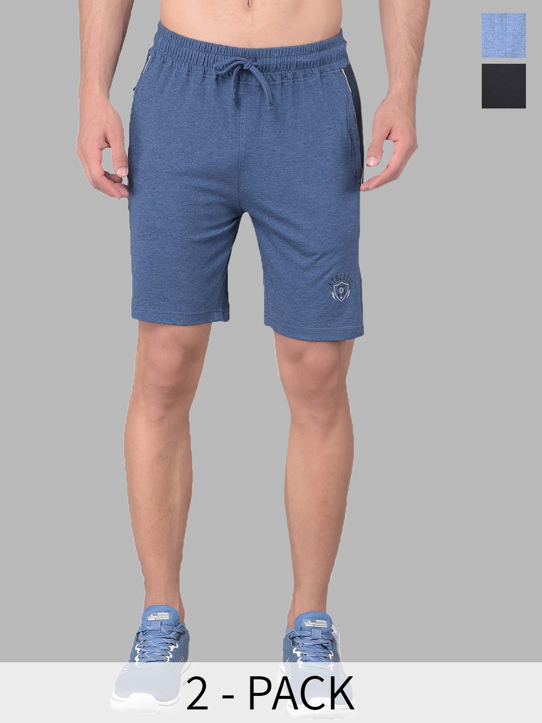 

Dollar Men Pack Of 2 Mid-Rise Cotton Shorts, Blue