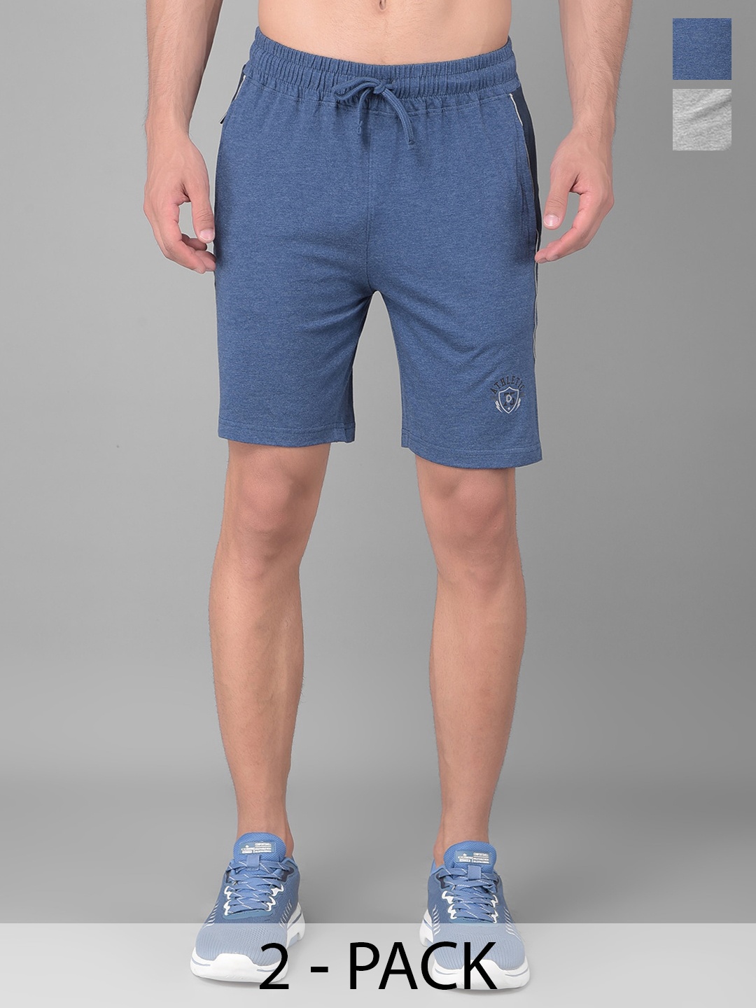 

Dollar Men Pack Of 2 Cotton Sports Shorts, Grey