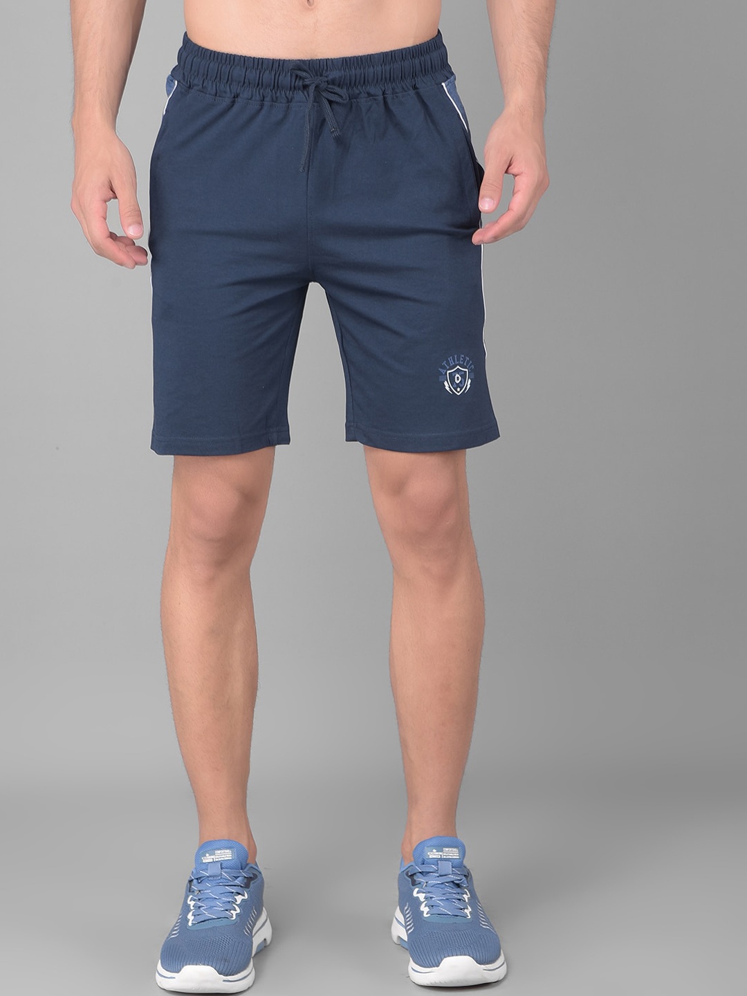 Dollar Men Mid-Rise Cotton Shorts, Navy blue