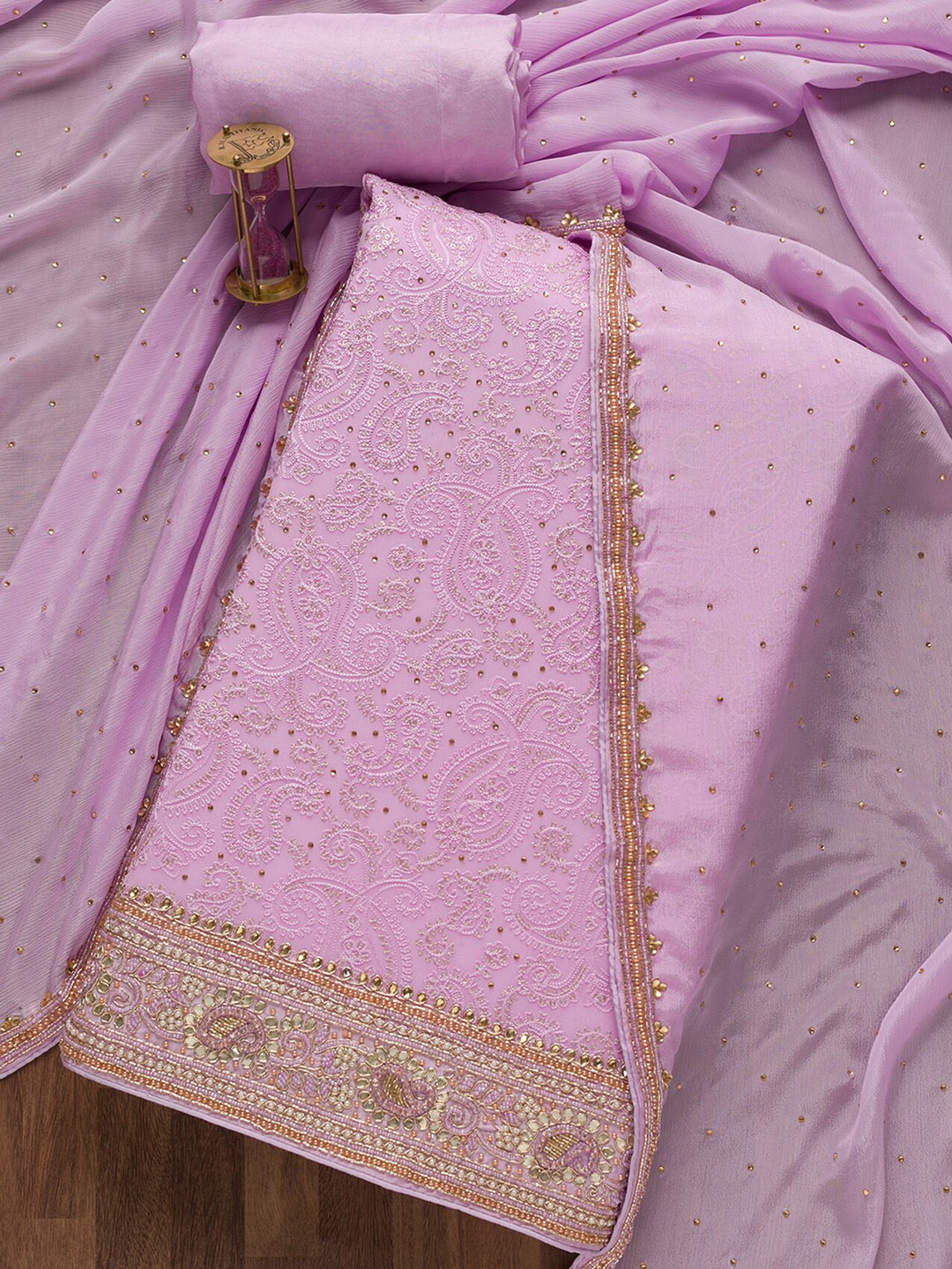 

Koskii Embroidered Unstitched Dress Material, Purple