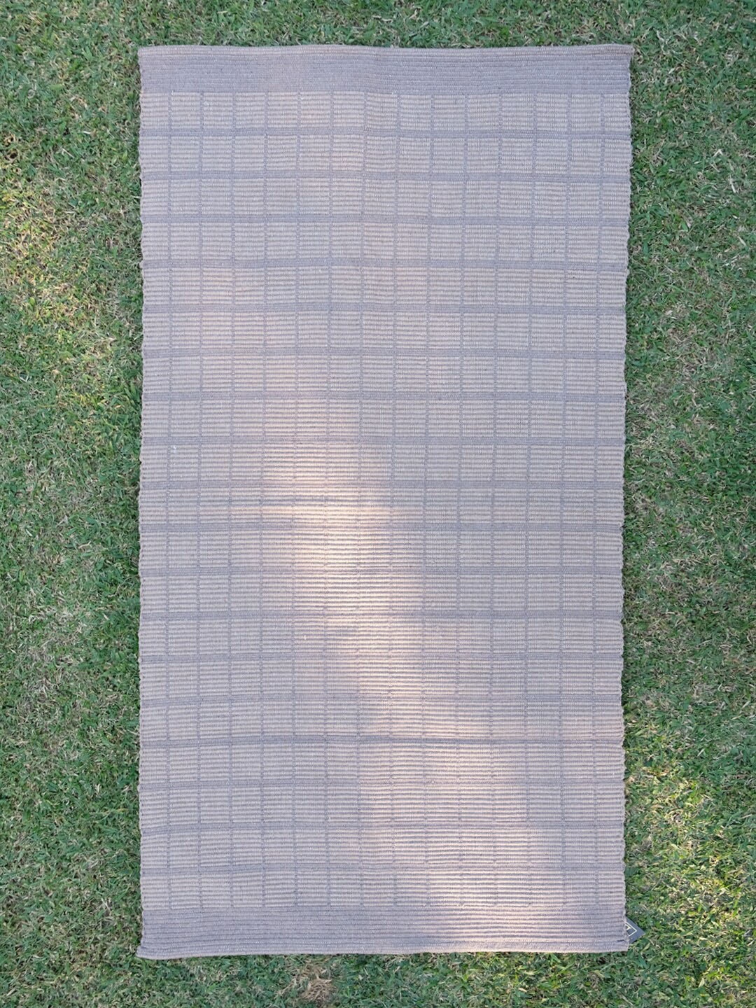 

DESIGN GAATHA Grey & Off White Checked Cotton Rectangular Anti Skid Yoga Mat