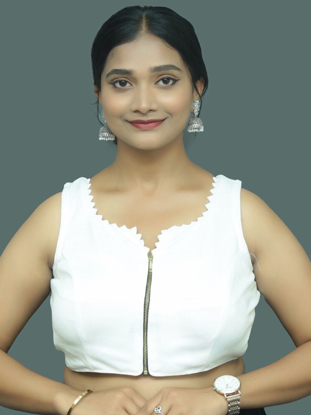 

PUSHKARA Pure Cotton Saree Blouse, White