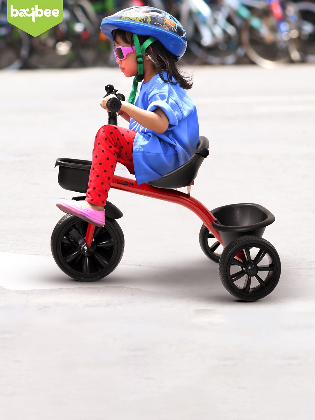 

BAYBEE Kids Black Smart Plug & Play Tricycle, Red