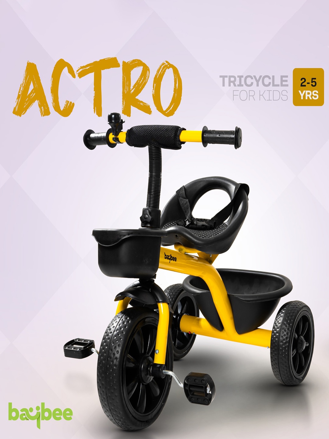 

BAYBEE Kids Yellow & Black Juno Baby Tricycle Ride On Vehicle