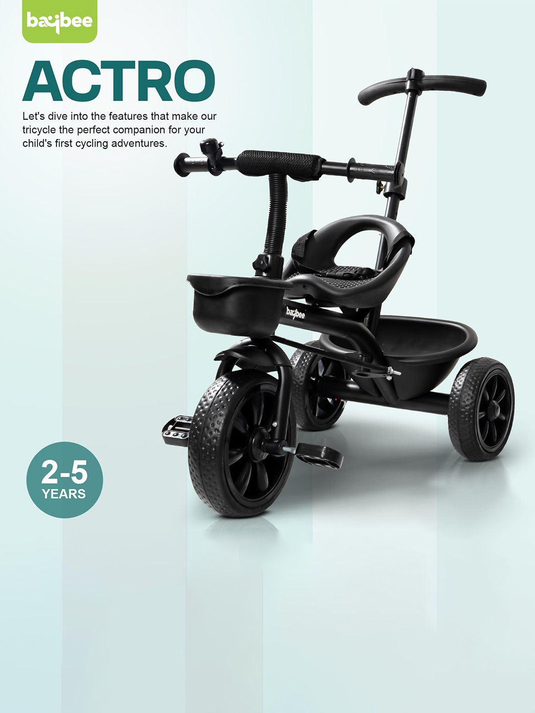 

BAYBEE Kids Smart Plug & Play Tricycle, Black