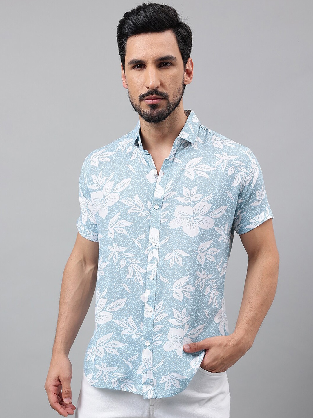 

Voroxy Floral Printed Casual Shirt, Blue
