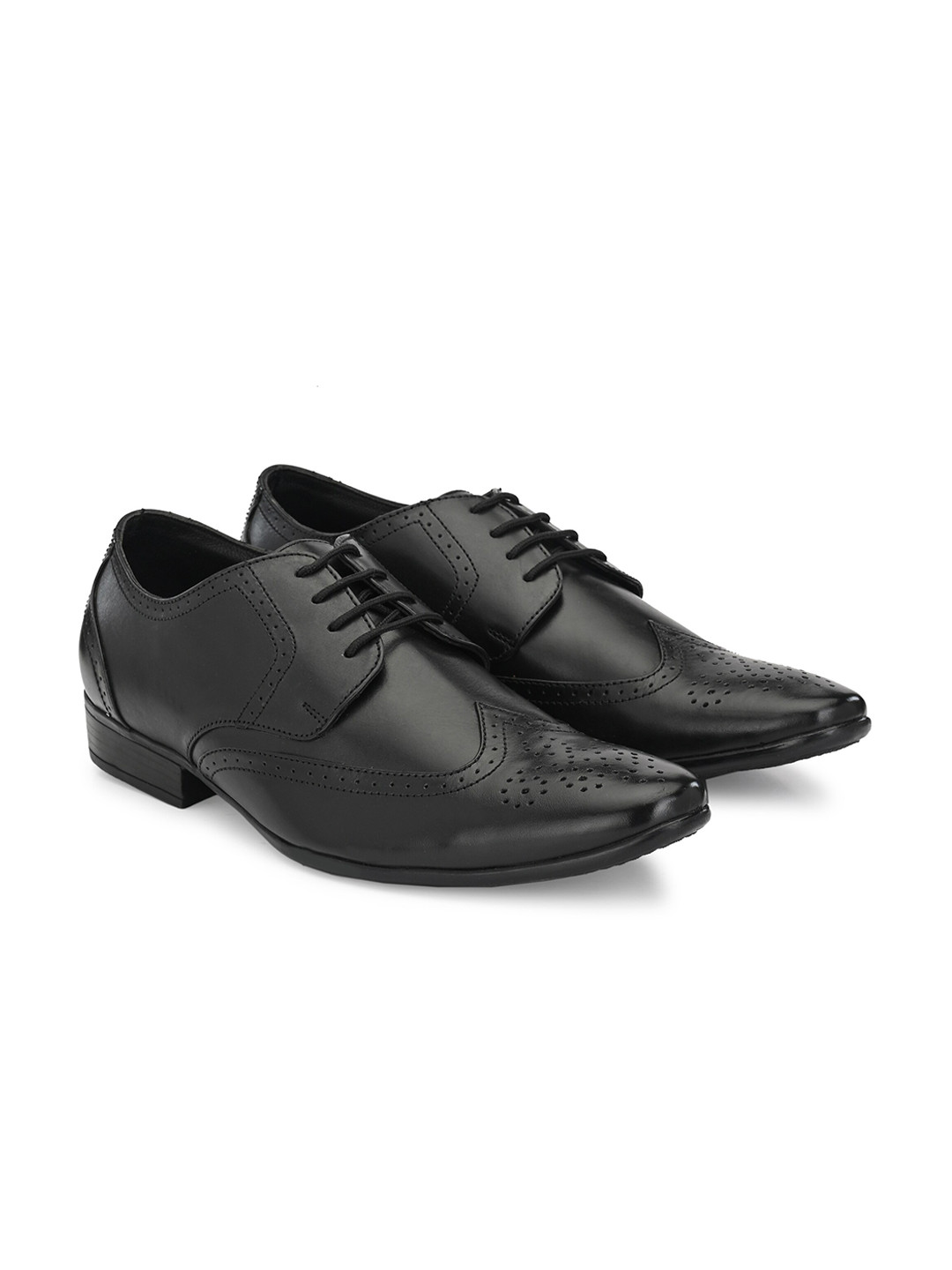 

Egoss Men Textured Genuine Leather Formal Brogues, Black