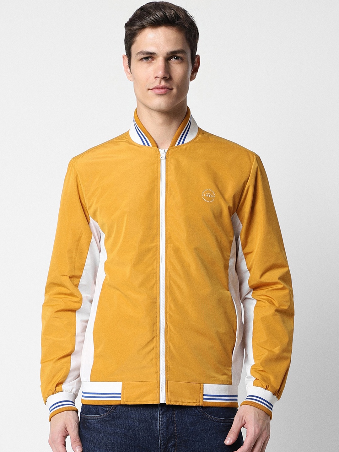 

Peter England Casuals Colourblocked Open Front Jacket, Yellow