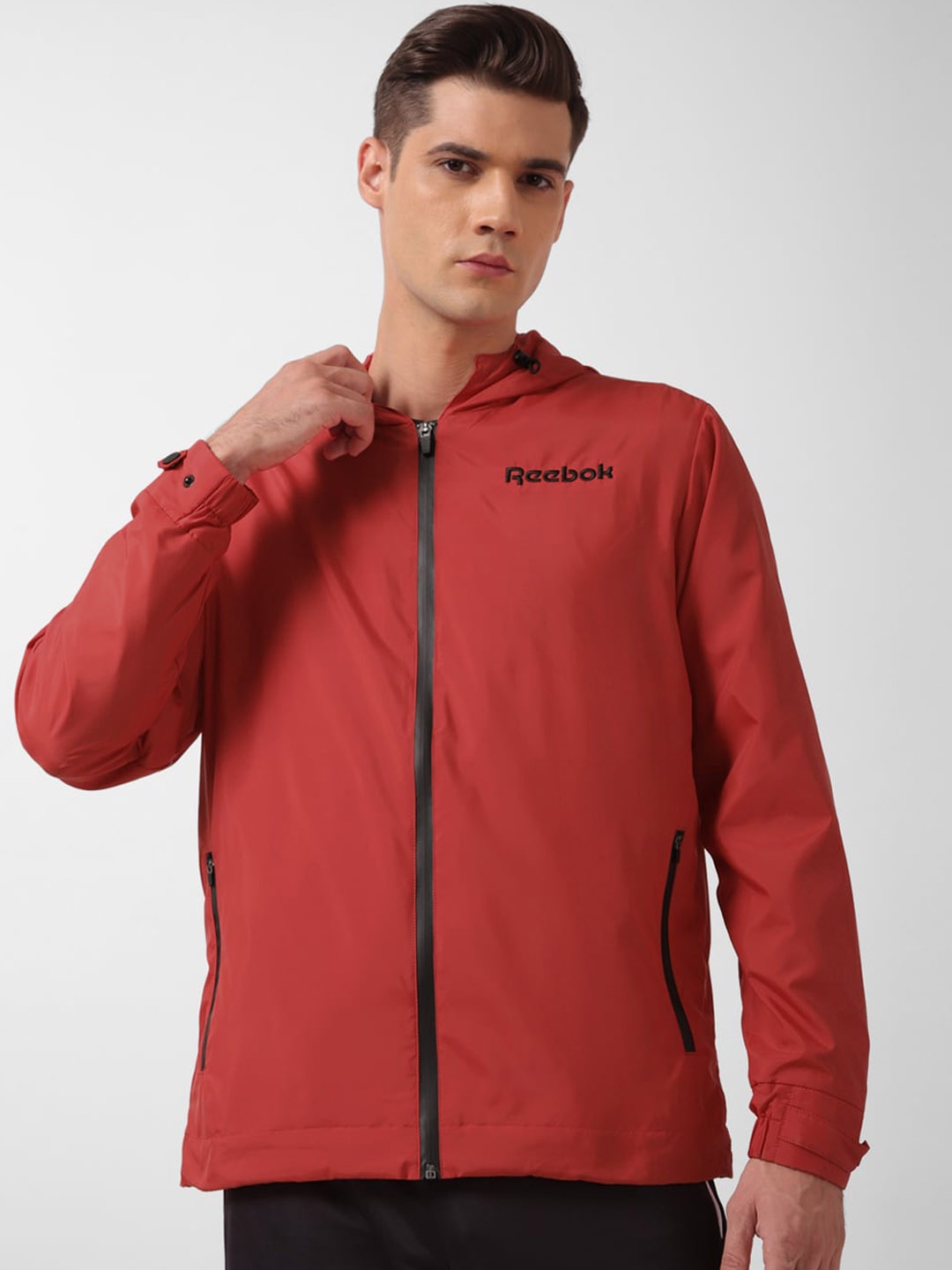 

Reebok Hooded Zip-Up Sporty Jacket, Red