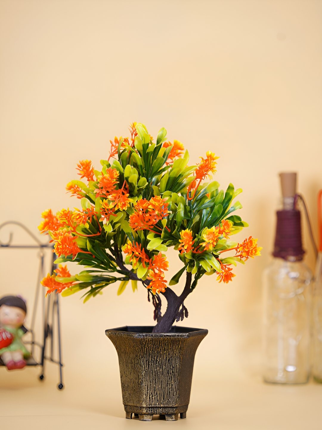 

Dekorly Orange & Green Eucalyptus Artificial Plant With Pot