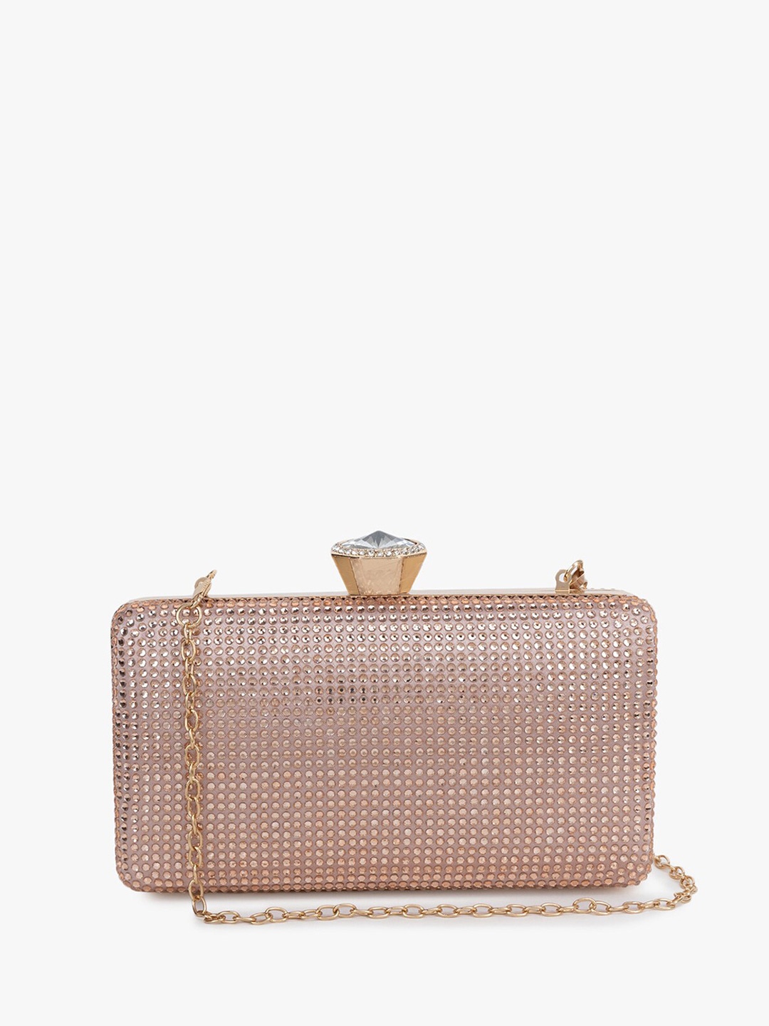 

Kazo Fabric Embellished Box Clutch, Gold